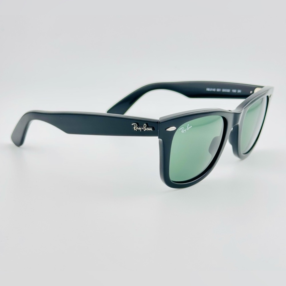 Ray-Ban Sunglasses RB2140 Wayfarer Classic UNISEX! Acetate black Green Lenses - Picture 9 of 14